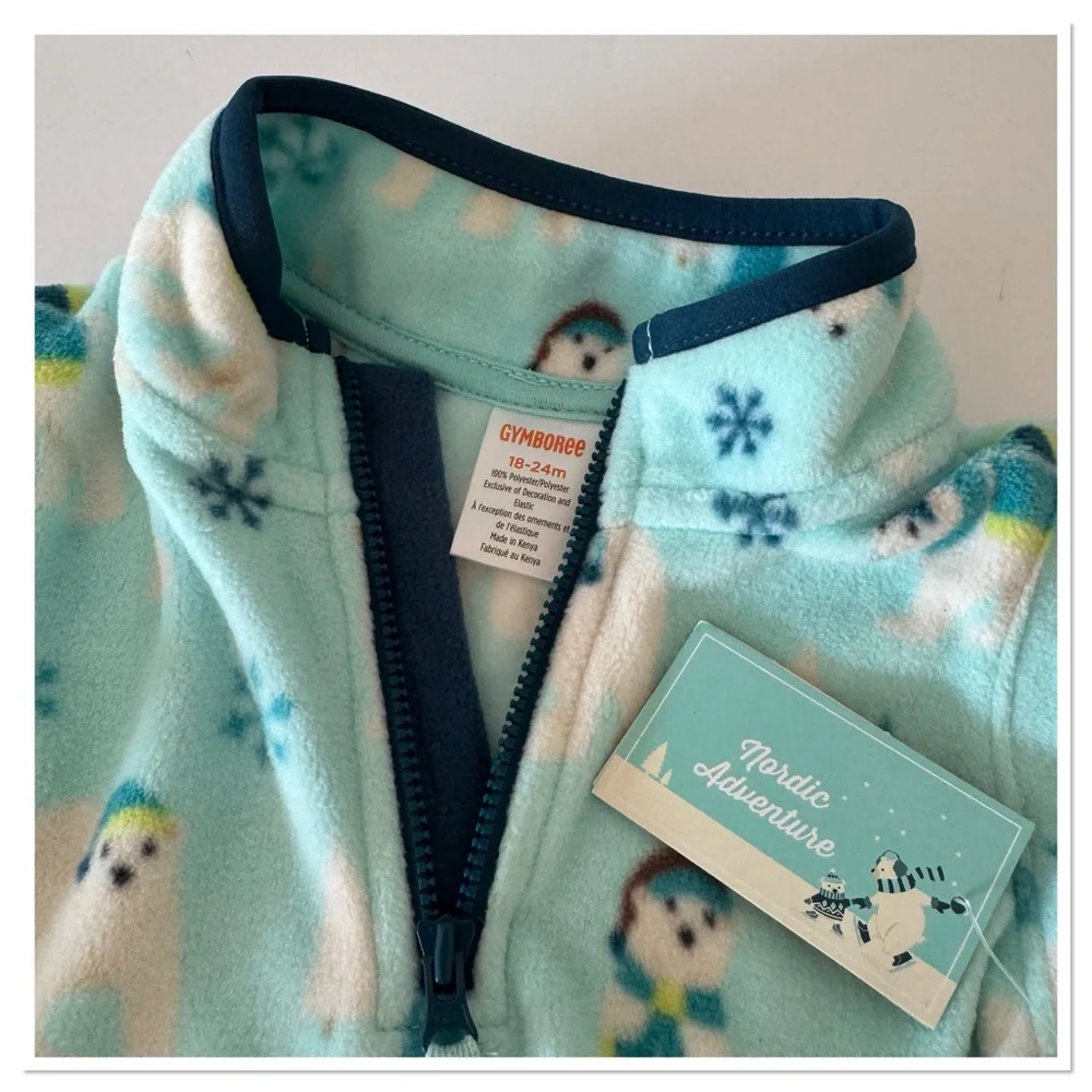 Gymboree Aqua Polar Bear Glacier Half Zip Fleece Jacket Nordic Adventure